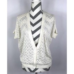 {MNG Suit Mango} Cream Open Crochet Cardigan